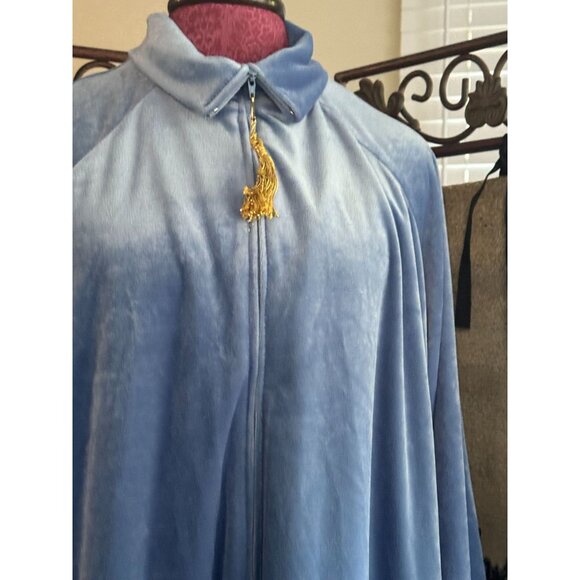 Vintage Brownstone Studio Blue Plush Jeweled Zip Robe - Picture 10 of 11